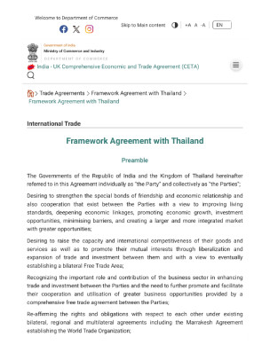Framework Agreement with Thailand
