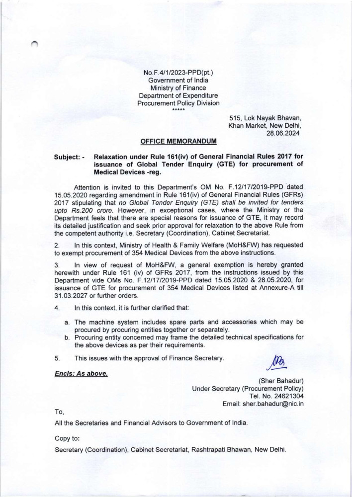 Government of lndia Ministry of Finance Department of Expenditure Procurement Policy Division