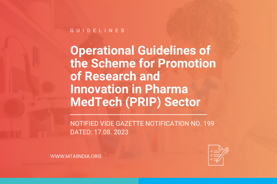 Operational Guidelines of the Scheme for Promotion of Research and Innovation in Pharma MedTech (PRIP) Sector