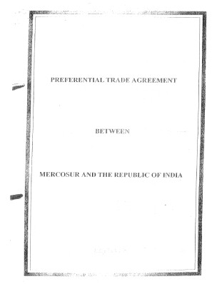 Preferential Trade Agreement Between MERCOSUR and the Republic of India