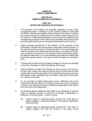 TARIFF COMMITMENTS