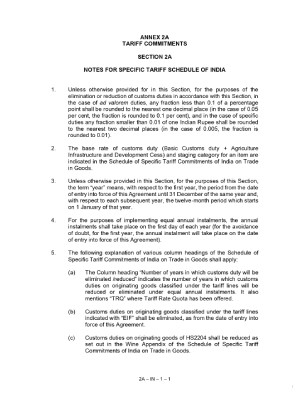 TARIFF COMMITMENTS